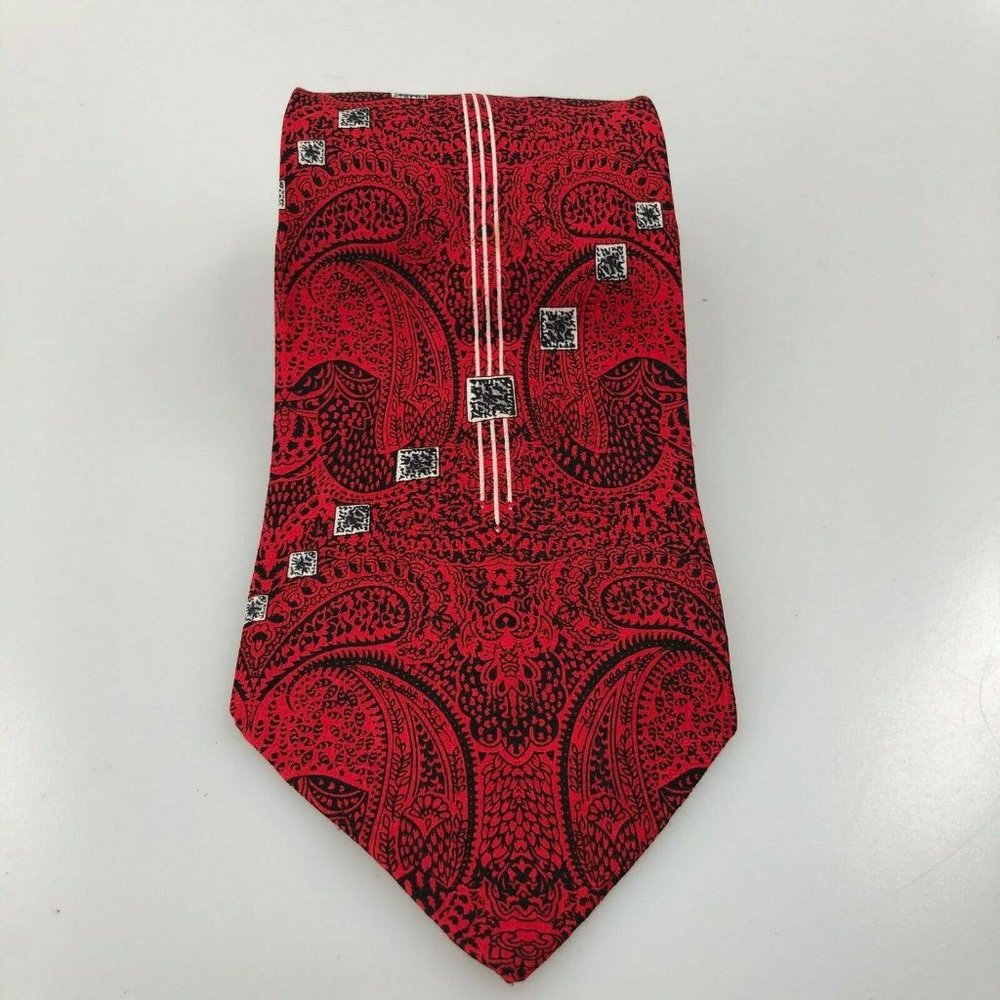 Rafael Rome New York Red Black White Paisley Tie